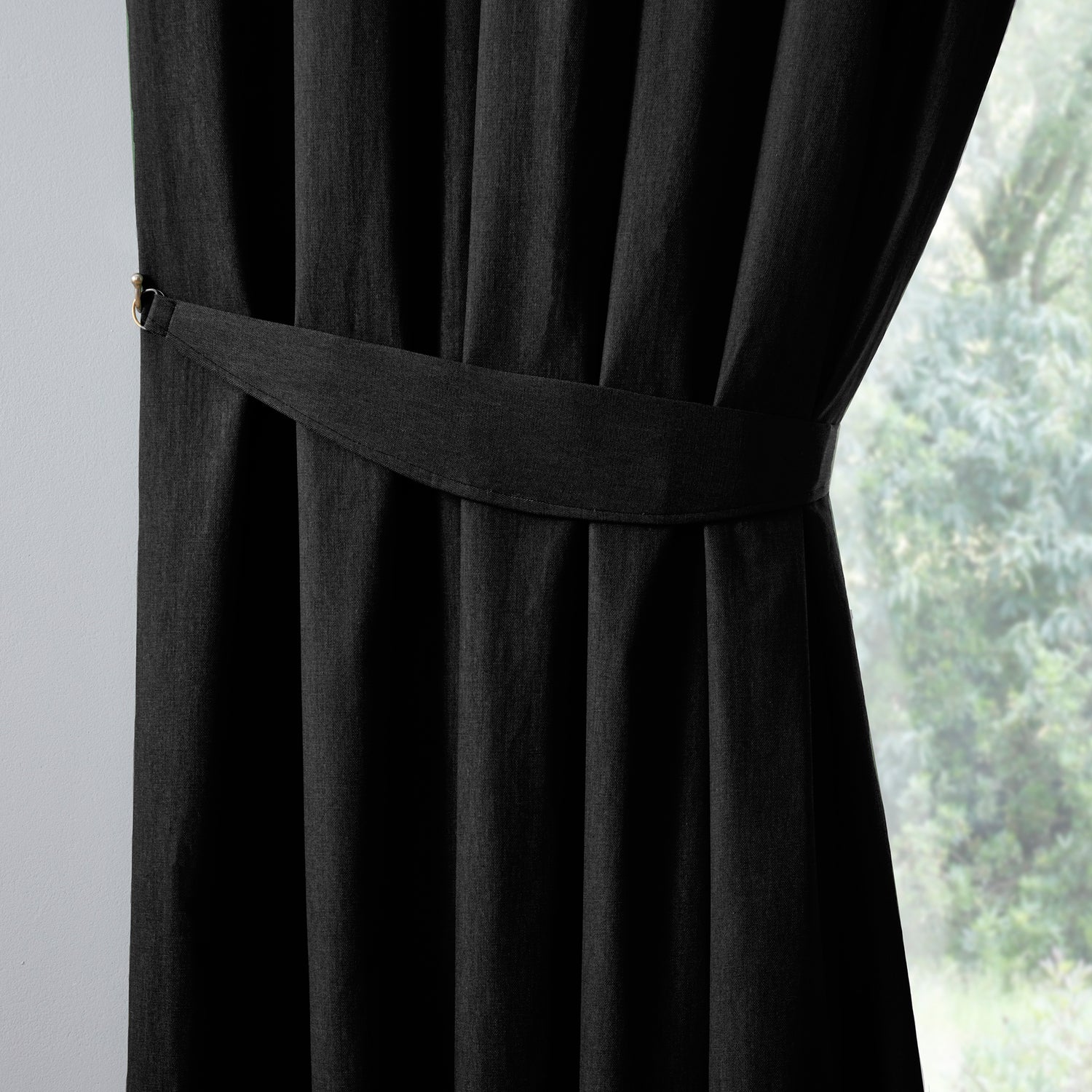 Fusion Dijon Ready Made Blackout Curtains Black