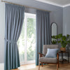 Fusion Dijon Blackout Ready Made Pencil Pleat Curtains Blue