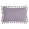 Dora Velvet Pom Pom Boudoir Filled Cushion 30cm x 50cm Lilac