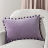 Dora Velvet Pom Pom Boudoir Filled Cushion 30cm x 50cm Lilac