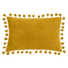 Dora Velvet Pom Pom Boudoir Filled Cushion 30cm x 50cm Ochre