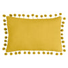 Dora Velvet Pom Pom Boudoir Filled Cushion 30cm x 50cm Ochre