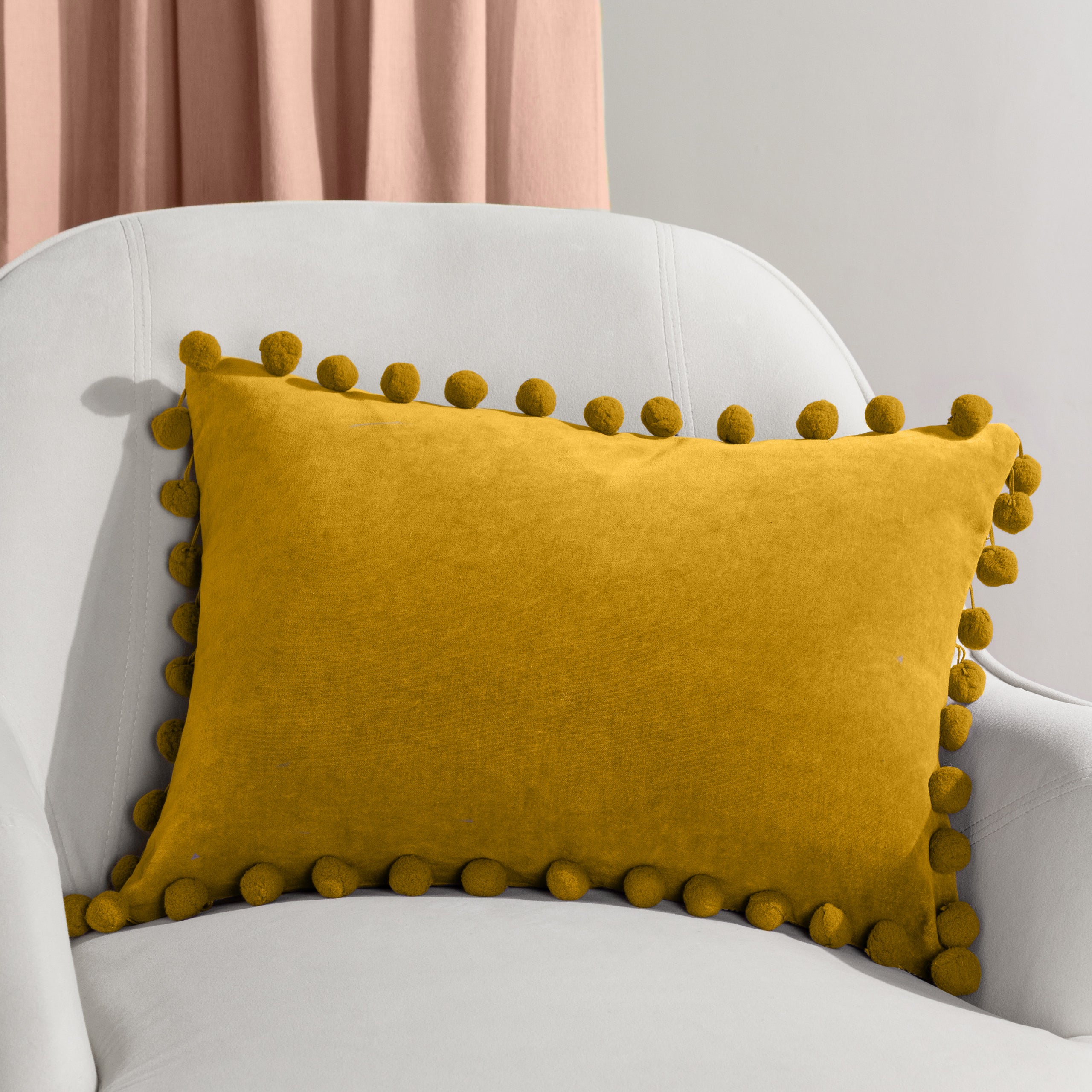 Dunelm Ochre Pom Pom Cushion Dunelm Mustard Cushions Discount