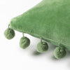 Dora Velvet Pom Pom Filled Cushion 45cm x 45cm Leaf Green