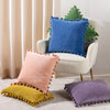 Dora Velvet Pom Pom Filled Cushion 45cm x 45cm Leaf Green