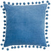 Dora Velvet Pom Pom Filled Cushion 45cm x 45cm Sky Blue