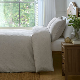 Dreams & Drapes Ditsy Leaf Jacquard Duvet Cover Bedding Set Natural