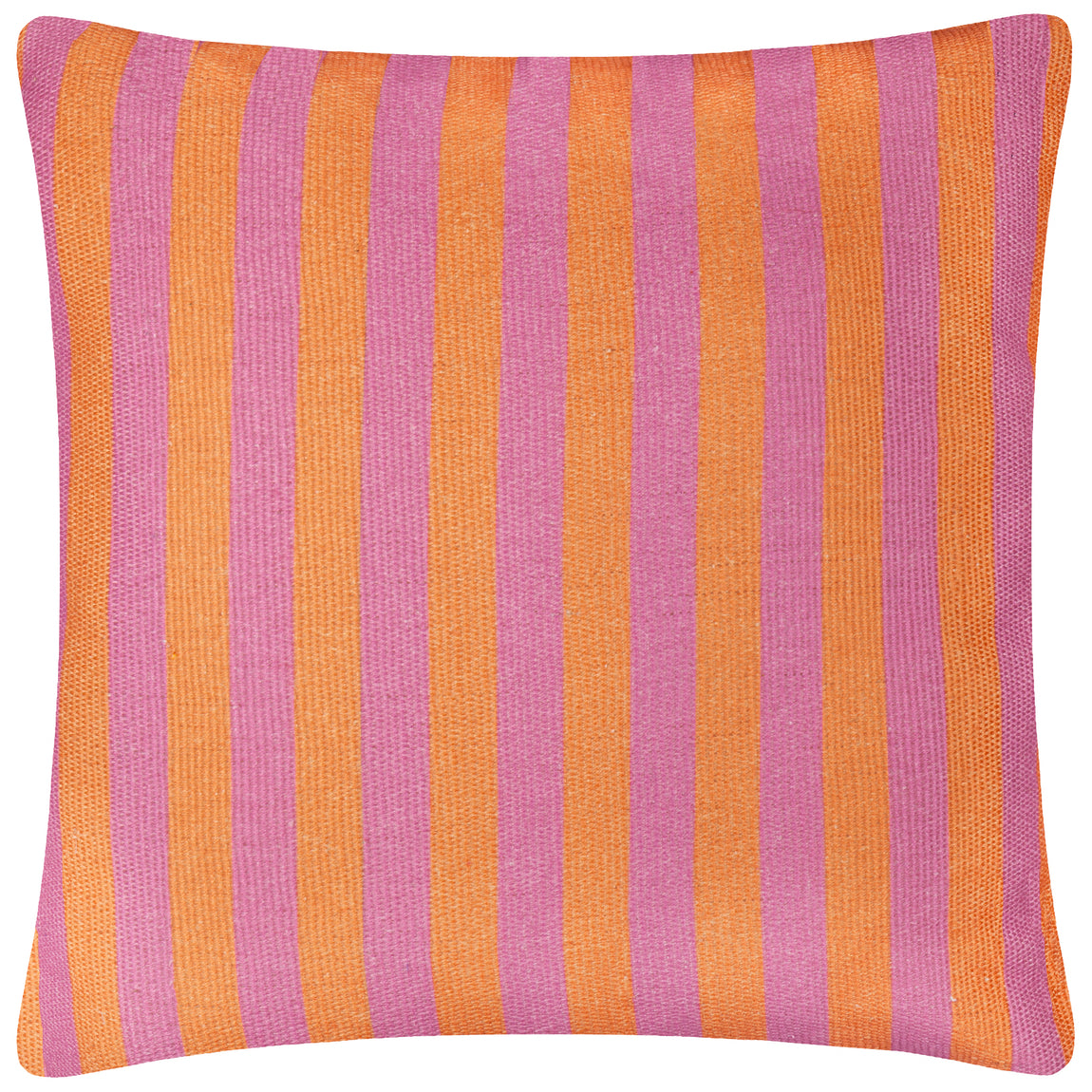 Furn. Deck Stripe Woven Outdoor 59cm x 59cm Filled Cushion Orange Pink