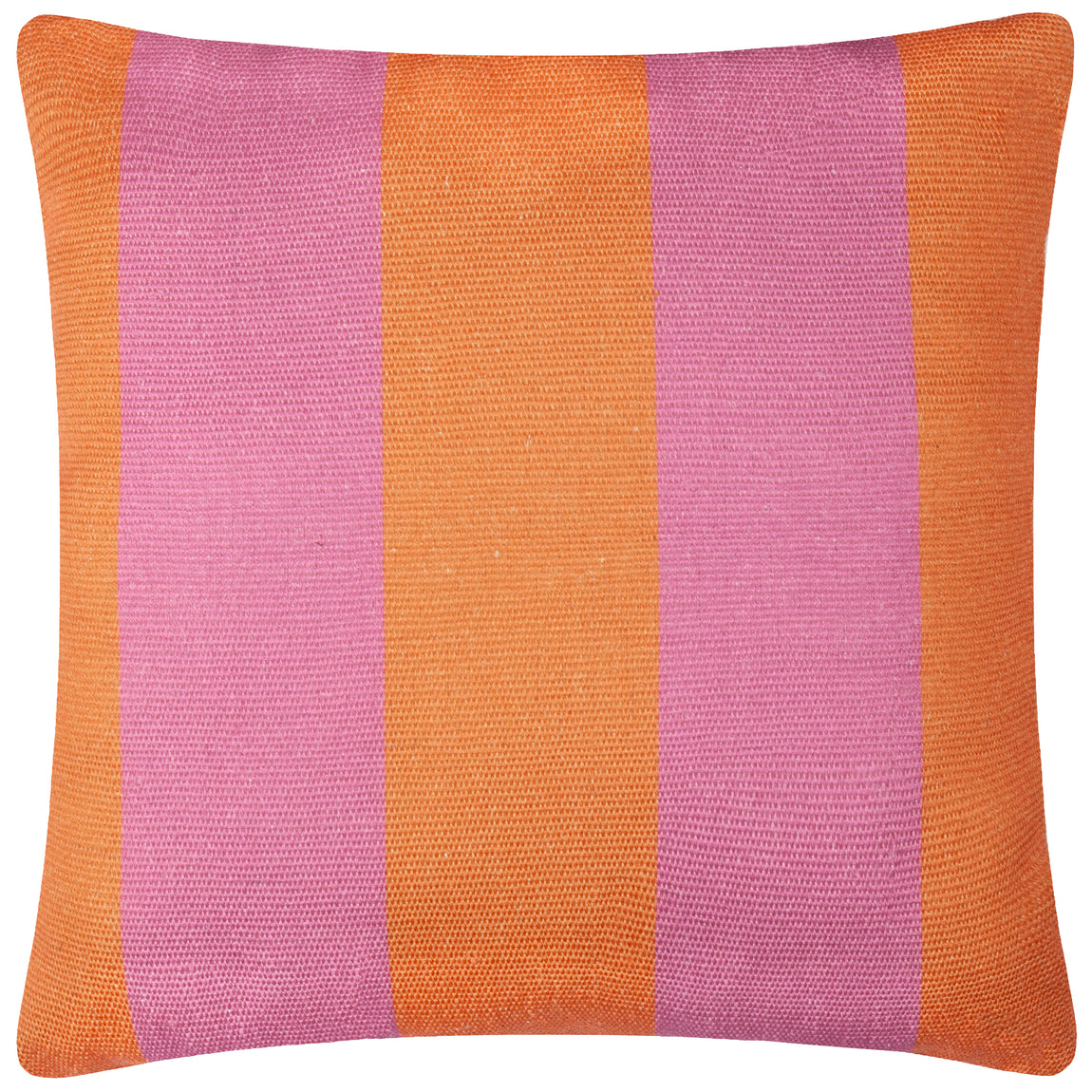 Furn. Deck Stripe Woven Outdoor 59cm x 59cm Filled Cushion Orange Pink
