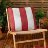 Furn. Deck Stripe Woven Outdoor 59cm x 59cm Filled Cushion White Red
