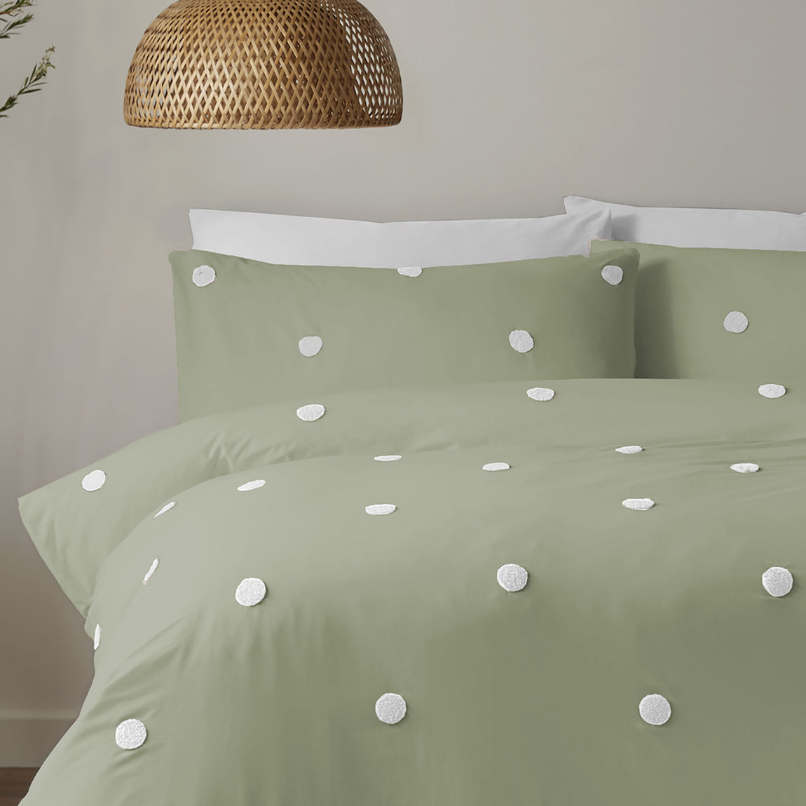 Appletree Dot Garden Duvet Cover Bedding Set Sage