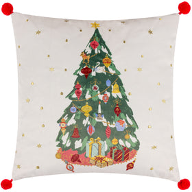 Furn Deck The Halls Tree Embroidered Filled Cushion 43cm x 43cm Multi