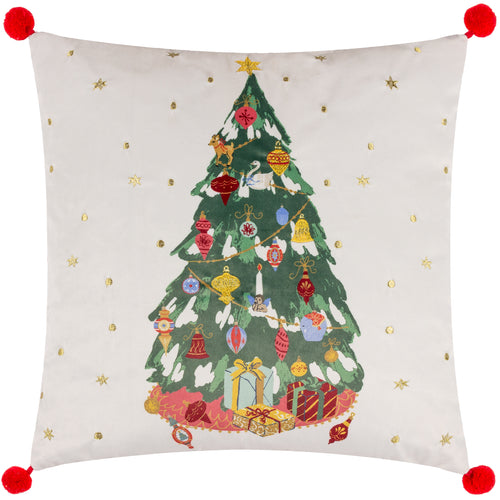 Furn Deck The Halls Tree Embroidered Filled Cushion 43cm x 43cm Multi