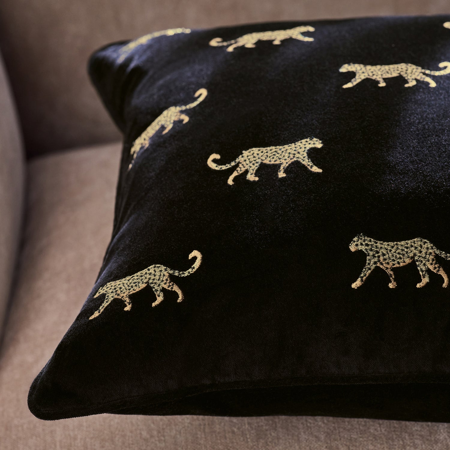 Clarke & Clarke Duma Polyester Filled Cushion 43cm x 43cm Noir