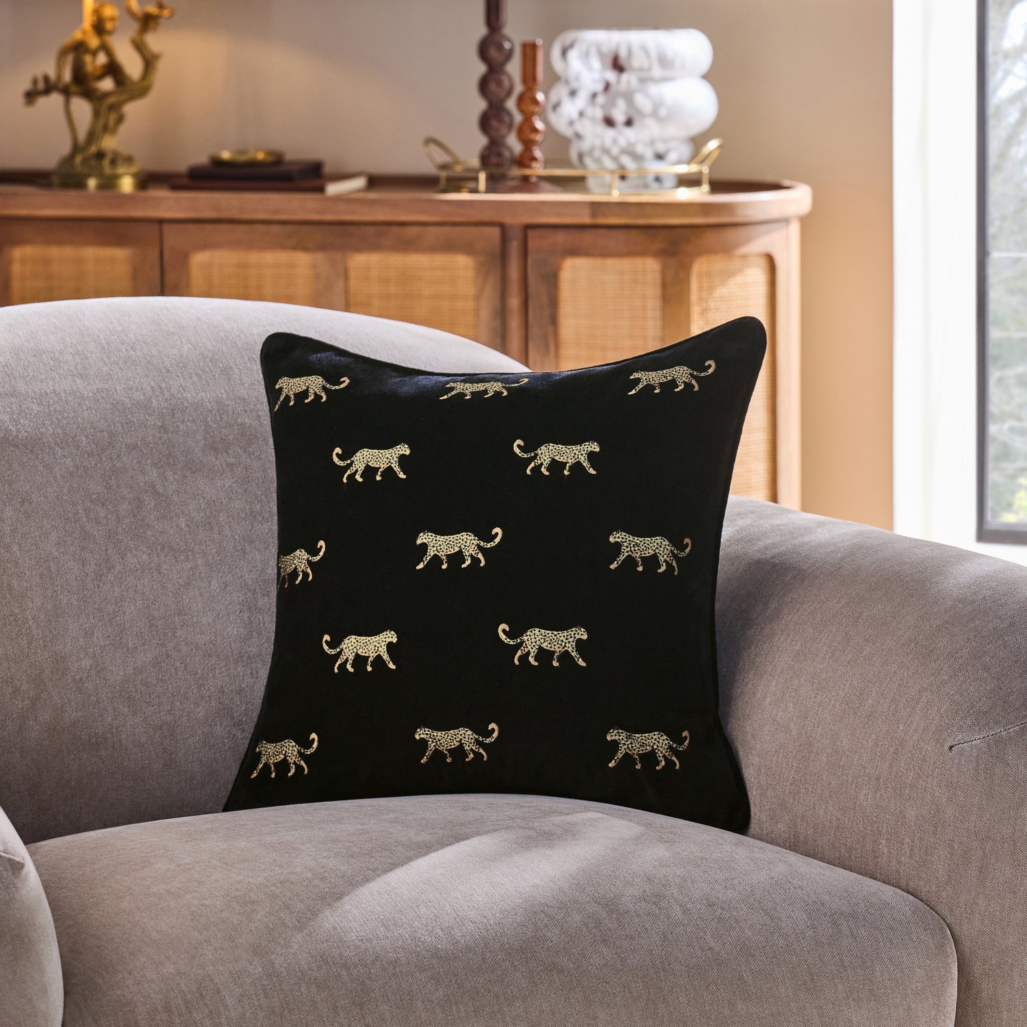 Clarke & Clarke Duma Polyester Filled Cushion 43cm x 43cm Noir