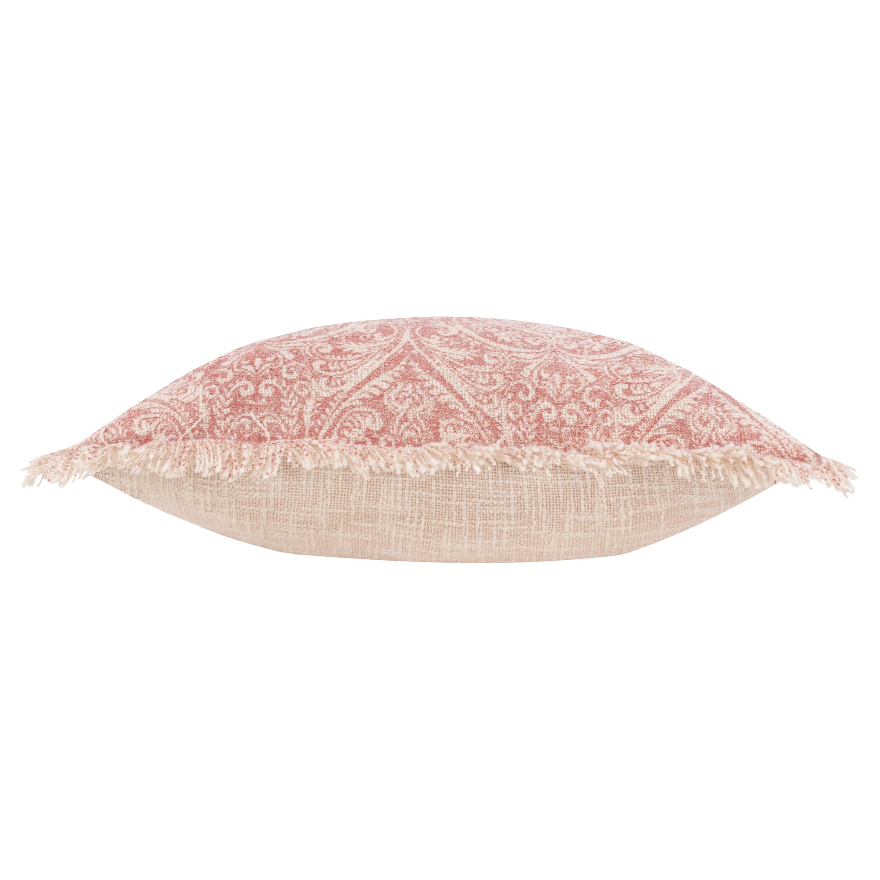 Durelle Damask Fringed Filled Cushion 50cm x 50cm Coral
