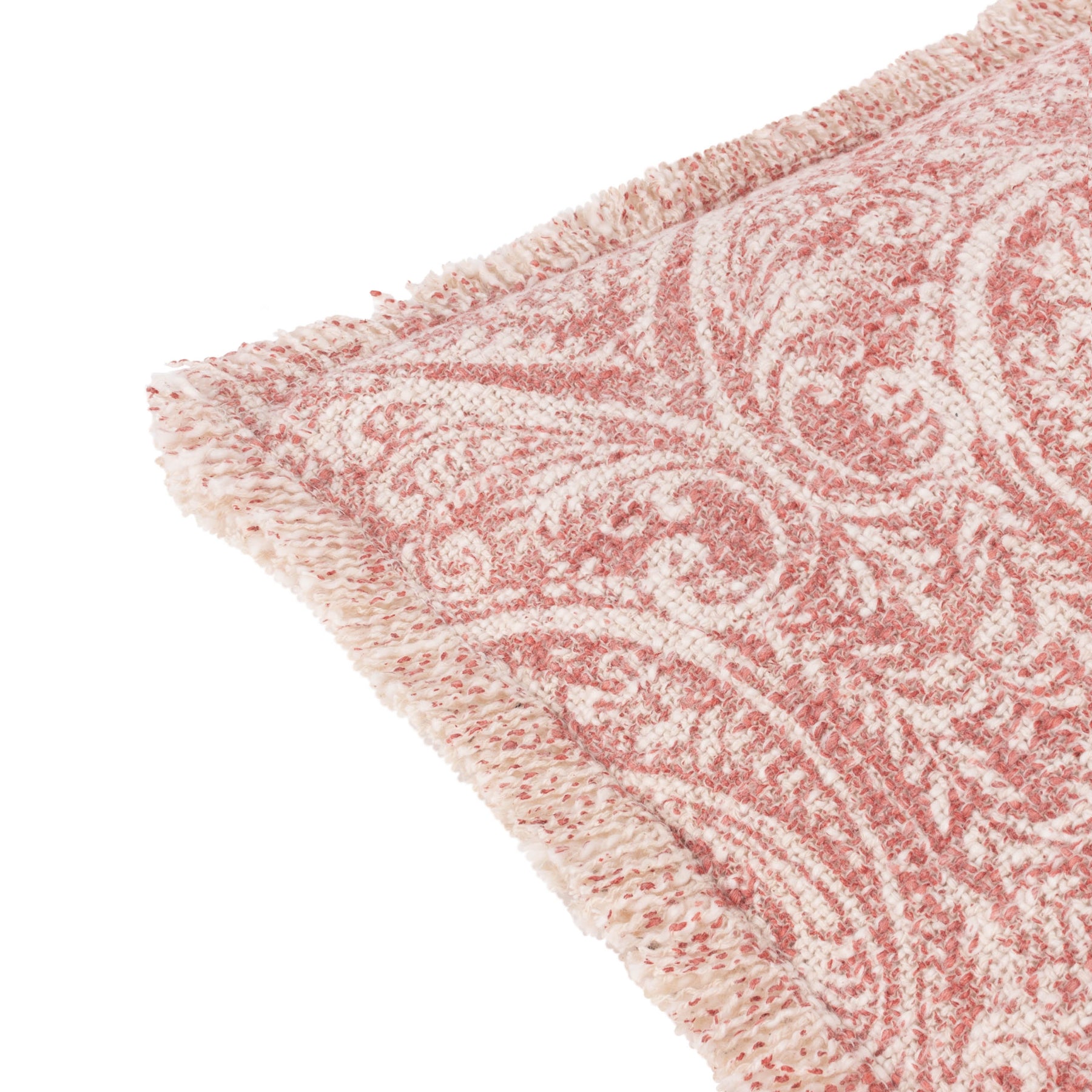 Durelle Damask Fringed Filled Cushion 50cm x 50cm Coral