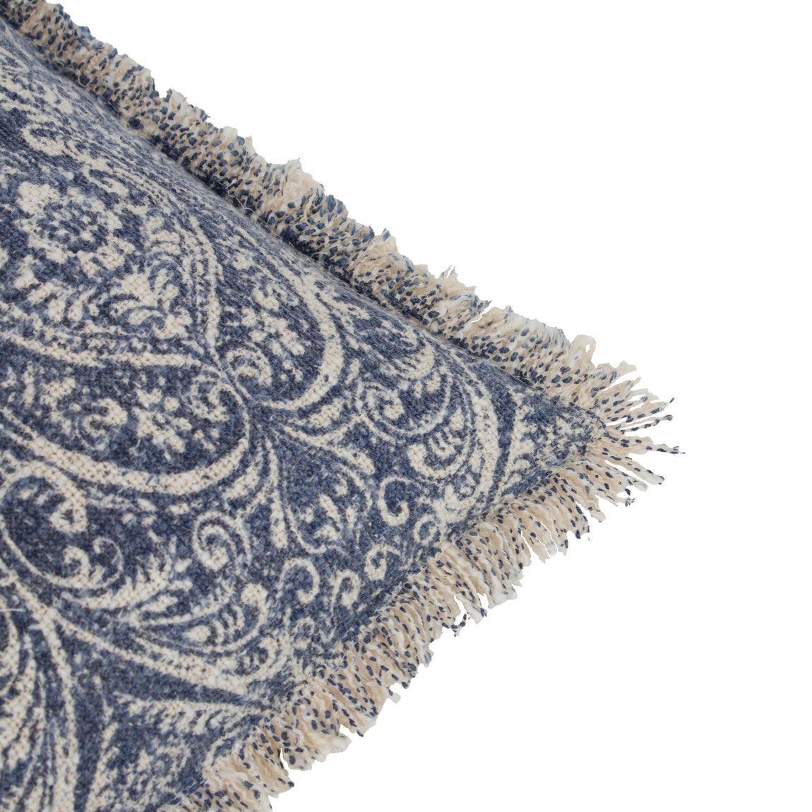 Durelle Damask Fringed Filled Cushion 50cm x 50cm Delph Blue