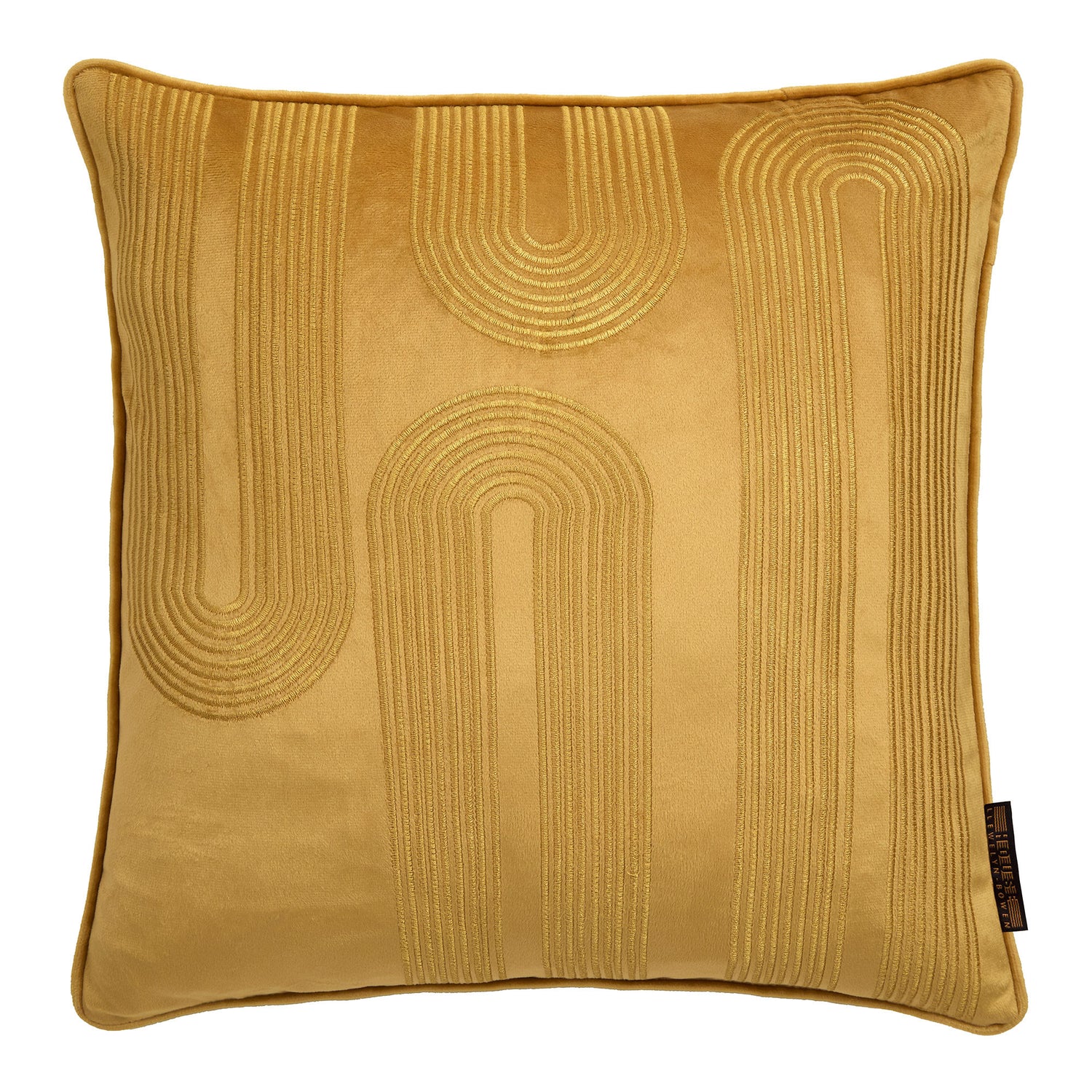 Laurence Llewelyn-Bowen Diva Embroidered 43cm x 43cm Filled Cushion Ochre