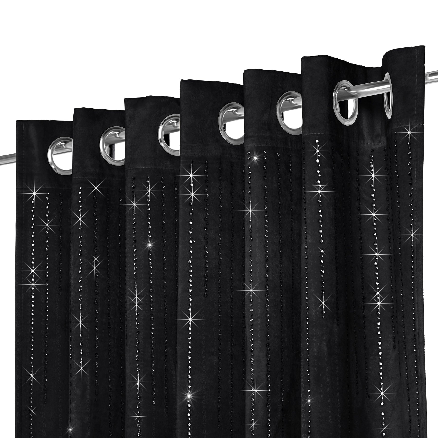 Diamondo Velvet Ready Made Eyelet Blackout Curtains Black