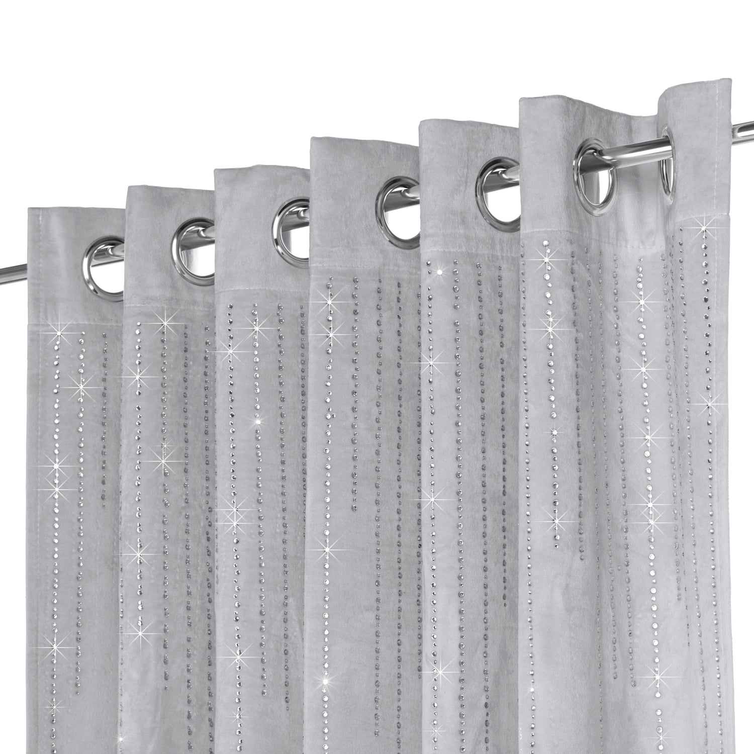 Diamondo Velvet Ready Made Eyelet Blackout Curtains Silver