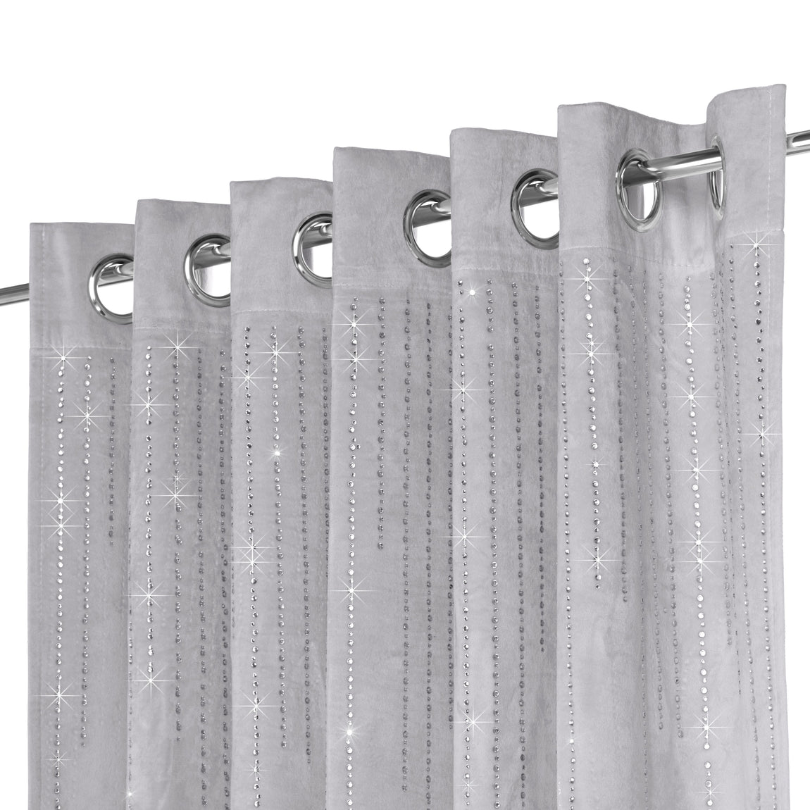 Diamondo Velvet Ready Made Eyelet Blackout Curtains Silver