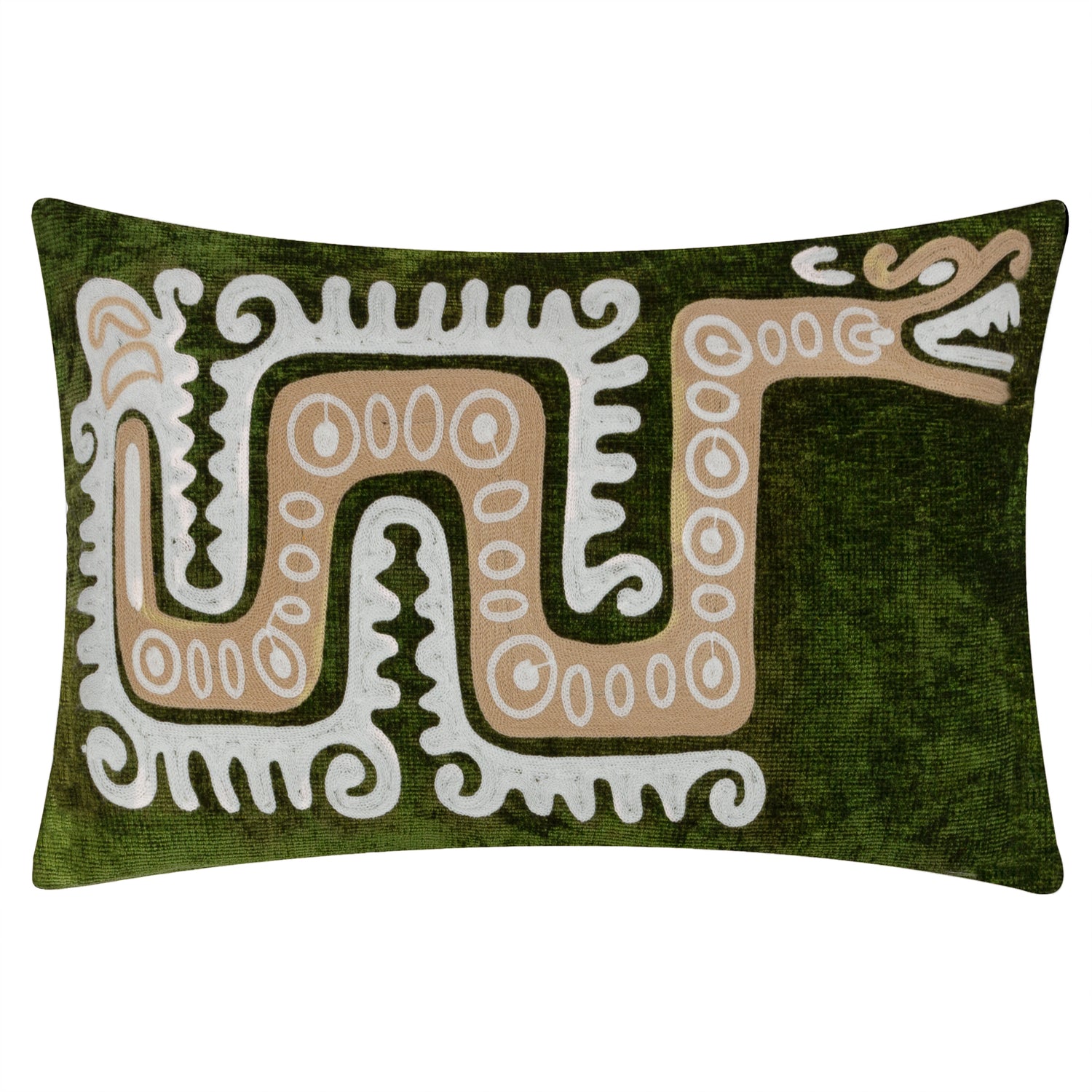 Dynasty Dragon Embroidered Chenille 30cm x 50cm Filled Boudoir Verdie