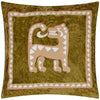 Dynasty Tiger Embroidered Chenille Filled Cushion 50cm x 50cm Amber Green