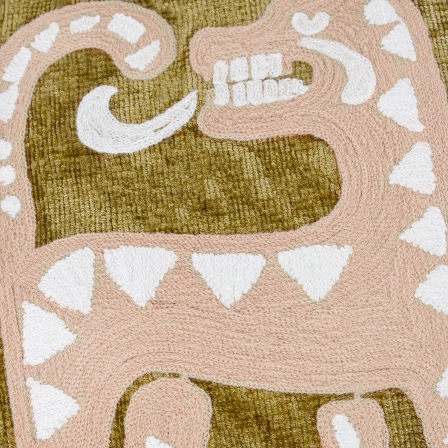 Dynasty Tiger Embroidered Chenille Filled Cushion 50cm x 50cm Amber Green