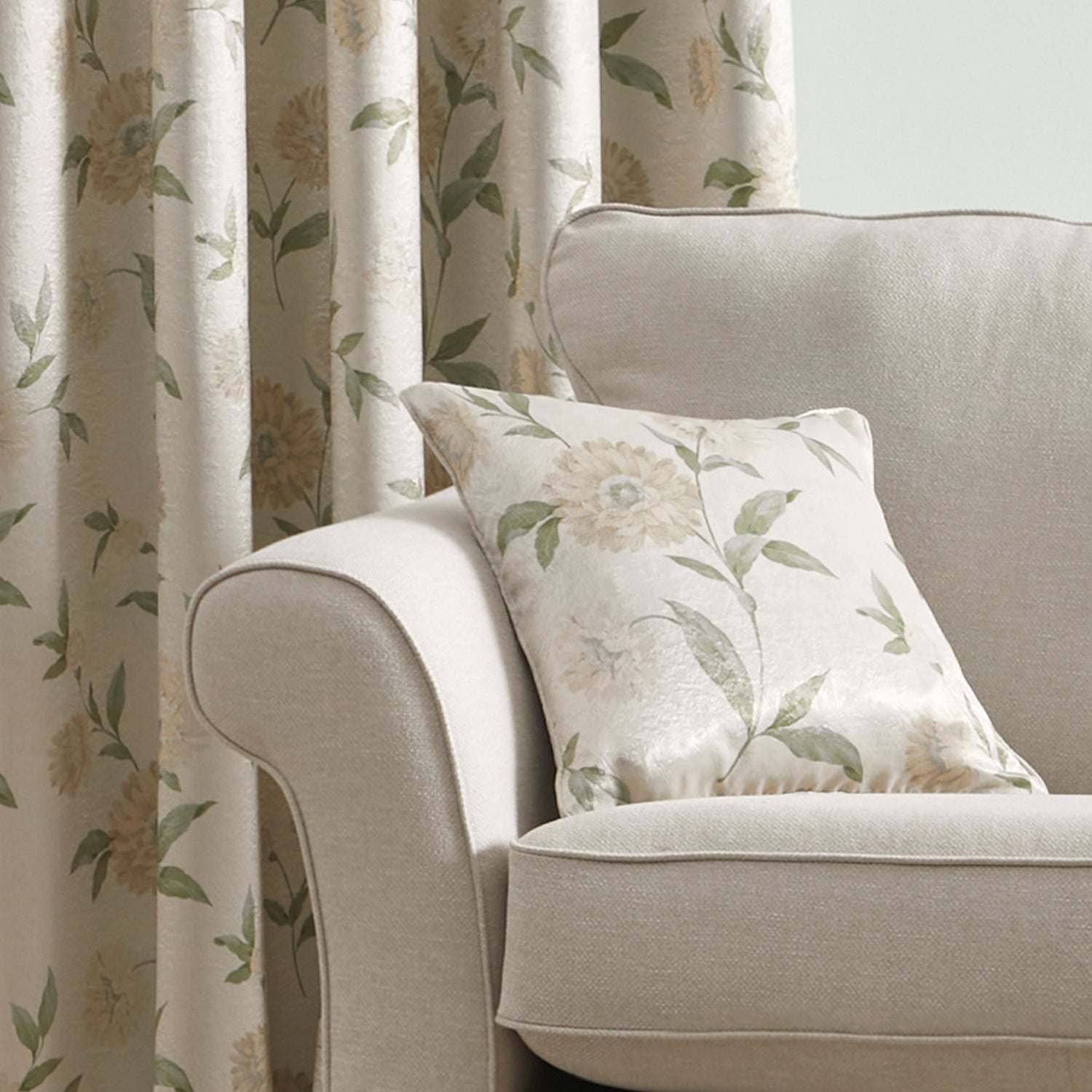 Dreams & Drapes Dahlia Filled Cushion 43cm x 43cm Natural