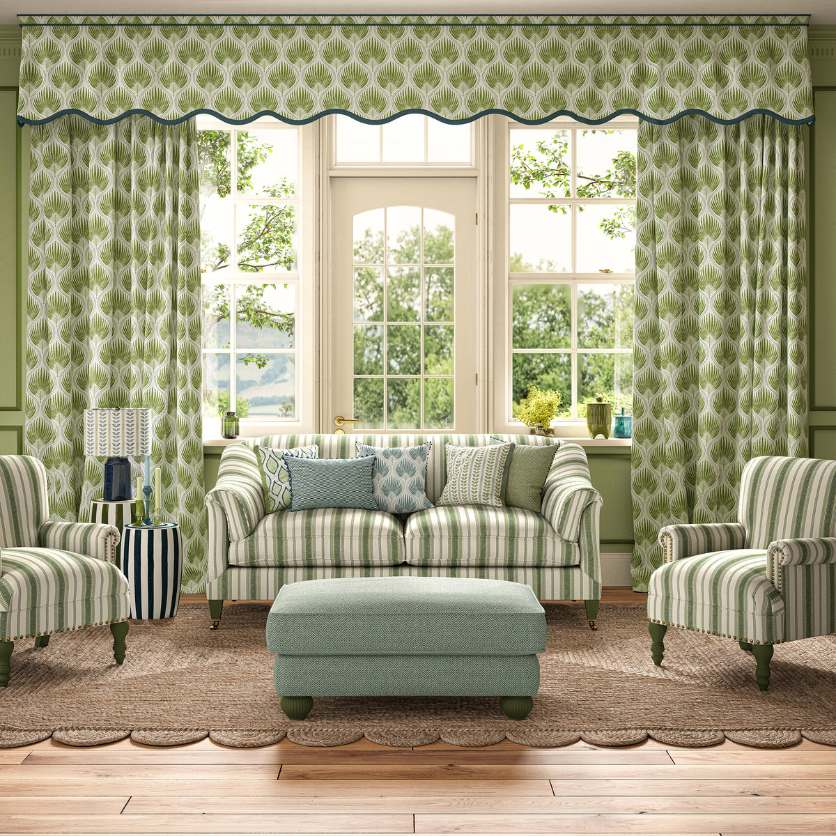 Ashley Wilde Emmy Printed Fabric Lagoon
