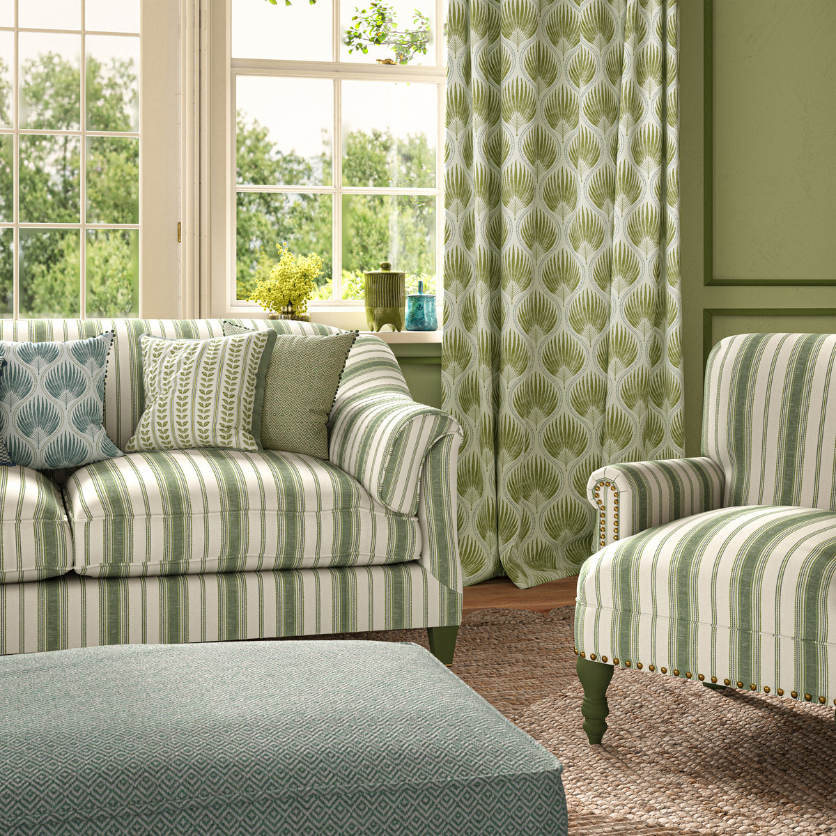 Ashley Wilde Penelope Printed Fabric Lagoon