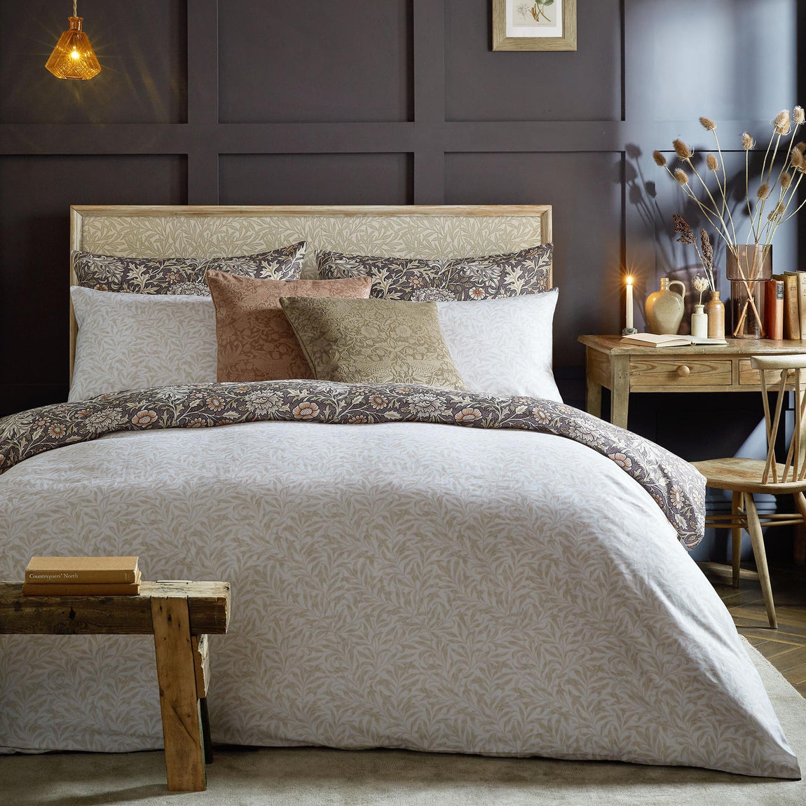 William Morris At Home Double Bough Duvet Cover Bedding Set Heather