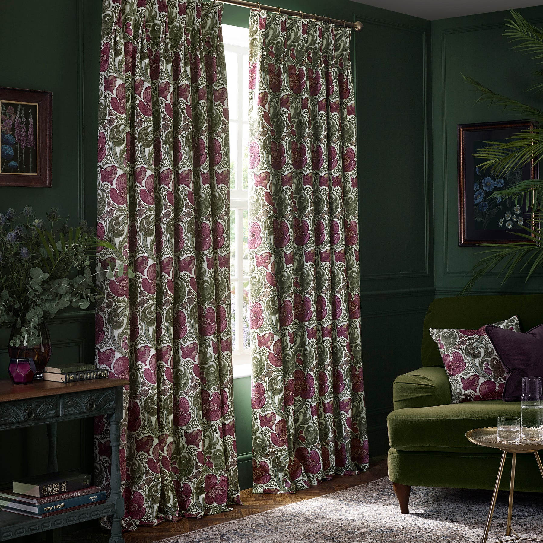 HOUSE Llewelyn-Bowen Down The Dilly Printed Velvet Made To Measure Roman Blind Damson