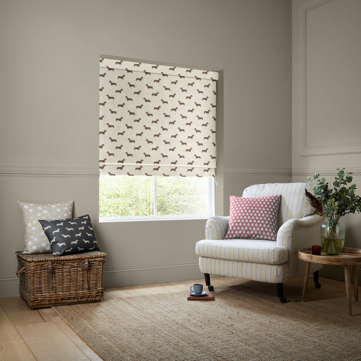 Emily Bond Basil Made to Measure Roman Blind Stone