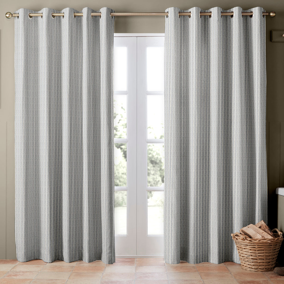 Emily Bond Oscar Stripe Made to Measure Curtain Indigo
