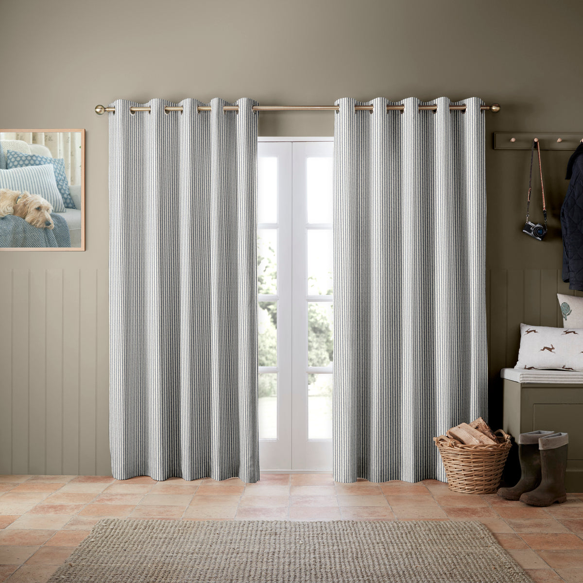 Emily Bond Oscar Stripe Made to Measure Curtain Indigo