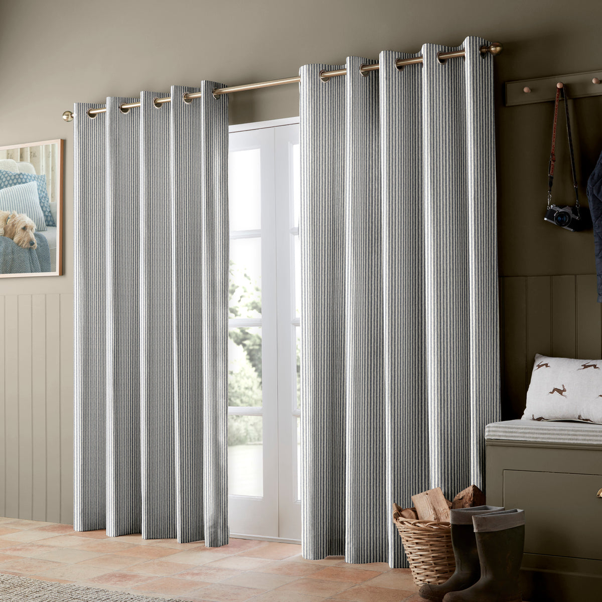 Emily Bond Oscar Stripe Made to Measure Curtain Indigo