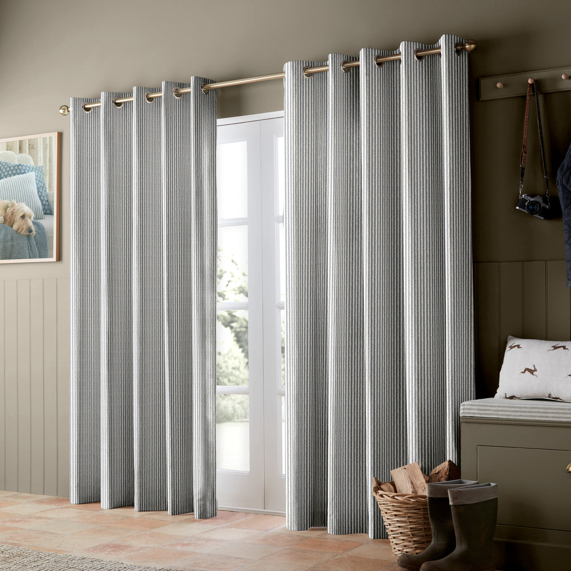 Emily Bond Oscar Stripe Made to Measure Curtain Indigo