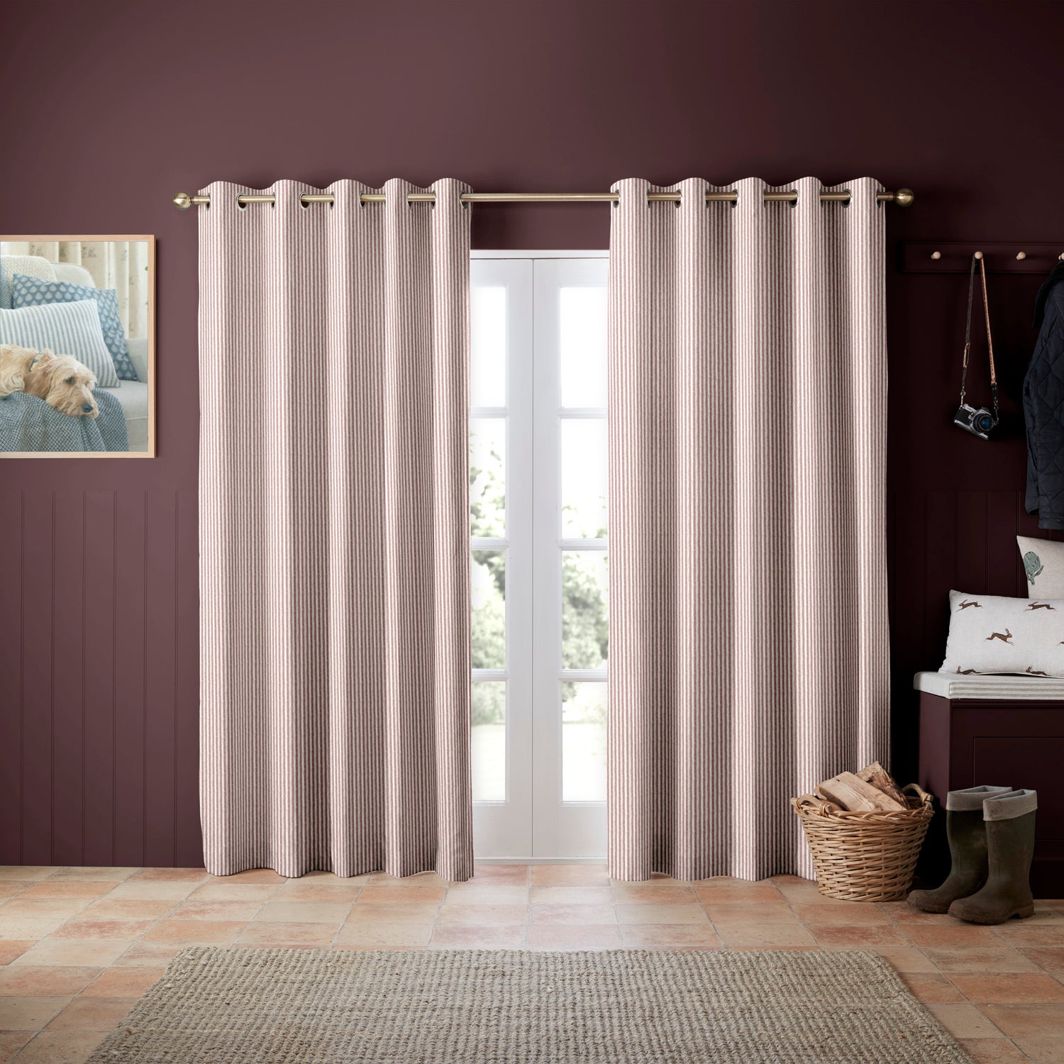 Emily Bond Oscar Stripe Made to Measure Curtain Raspberry