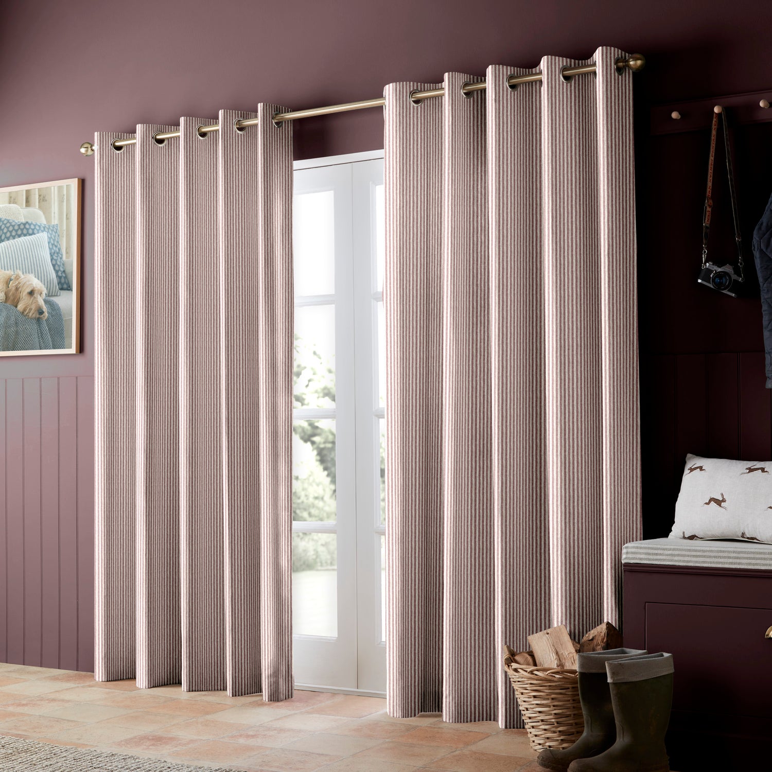 Emily Bond Oscar Stripe Made to Measure Curtain Raspberry