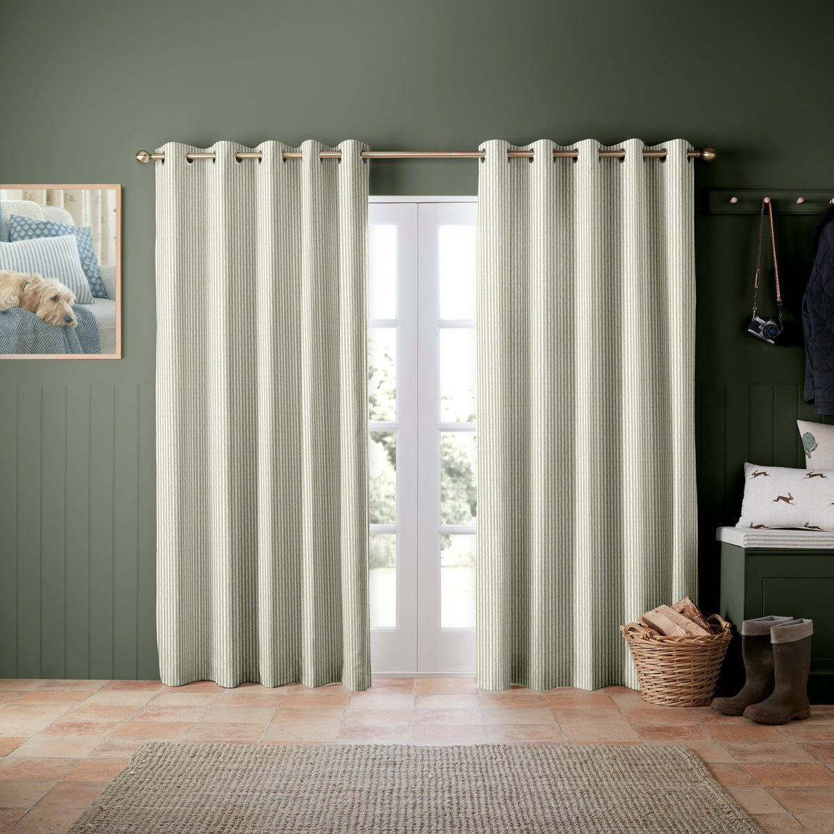 Emily Bond Oscar Stripe Made to Measure Curtain Sage