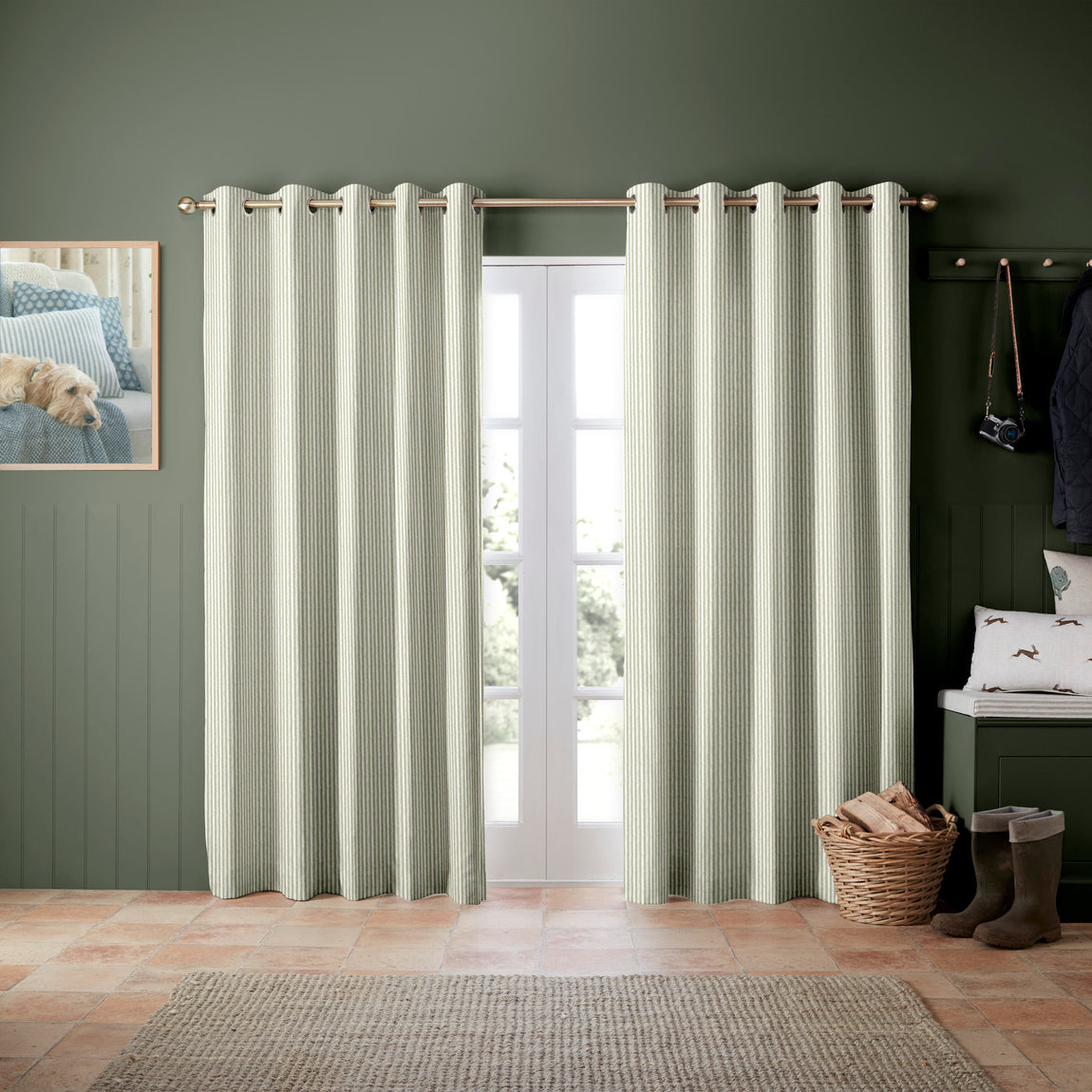 Emily Bond Oscar Stripe Made to Measure Curtain Sage