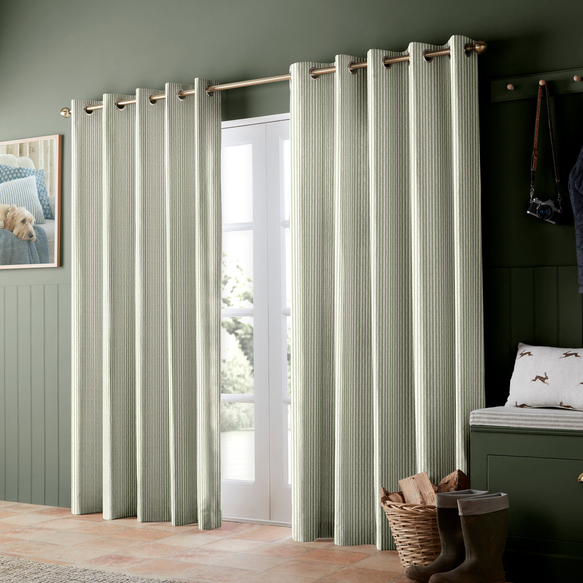 Emily Bond Oscar Stripe Made to Measure Curtain Sage