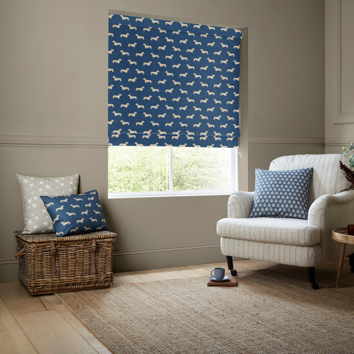 Emily Bond Peggy Made to Measure Roman Blind Indigo