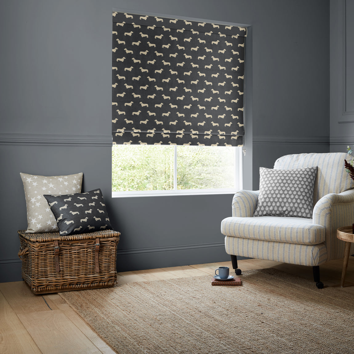 Emily Bond Peggy Made to Measure Roman Blind Smoke