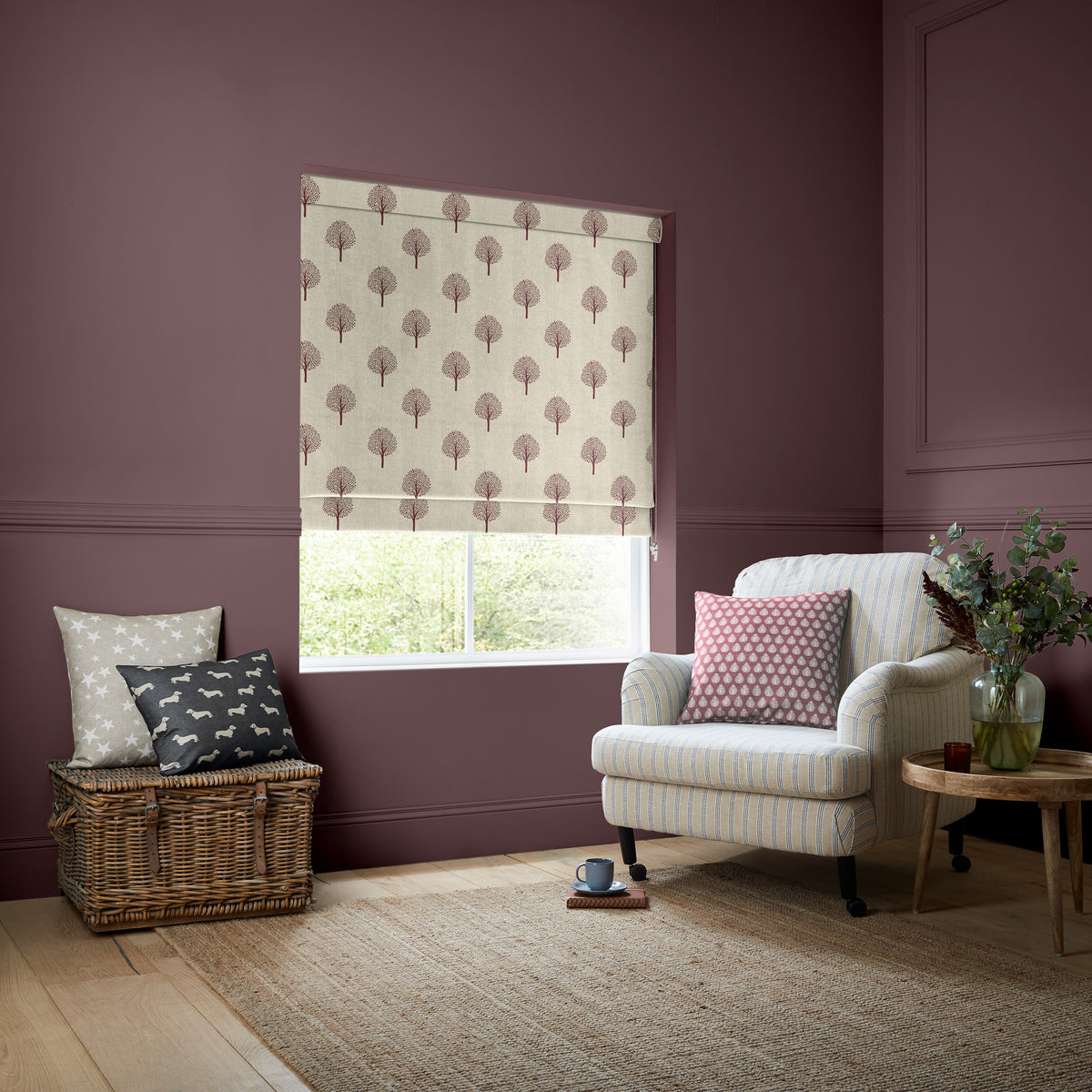 Emily Bond Yew Tree Made to Measure Roman Blind Mulberry