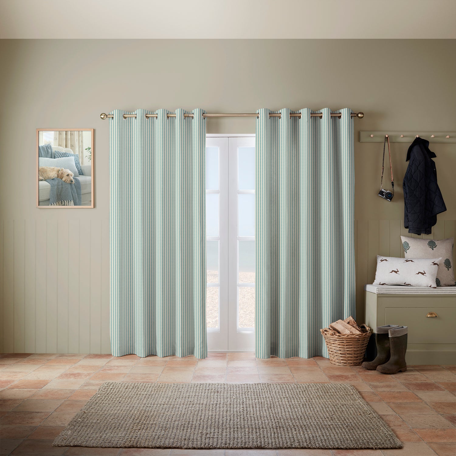 Emily Bond Cornish Stripe Made To Measure Curtains Duck Egg