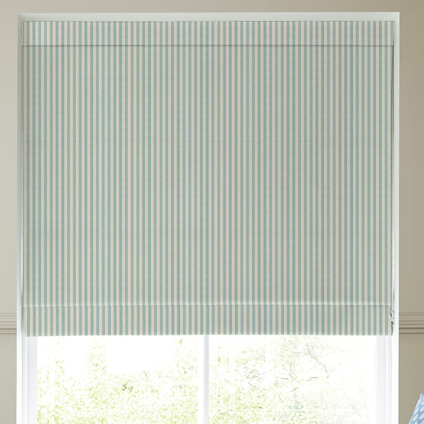 Emily Bond Cornish Stripe Made To Measure Roman Blind Duck Egg