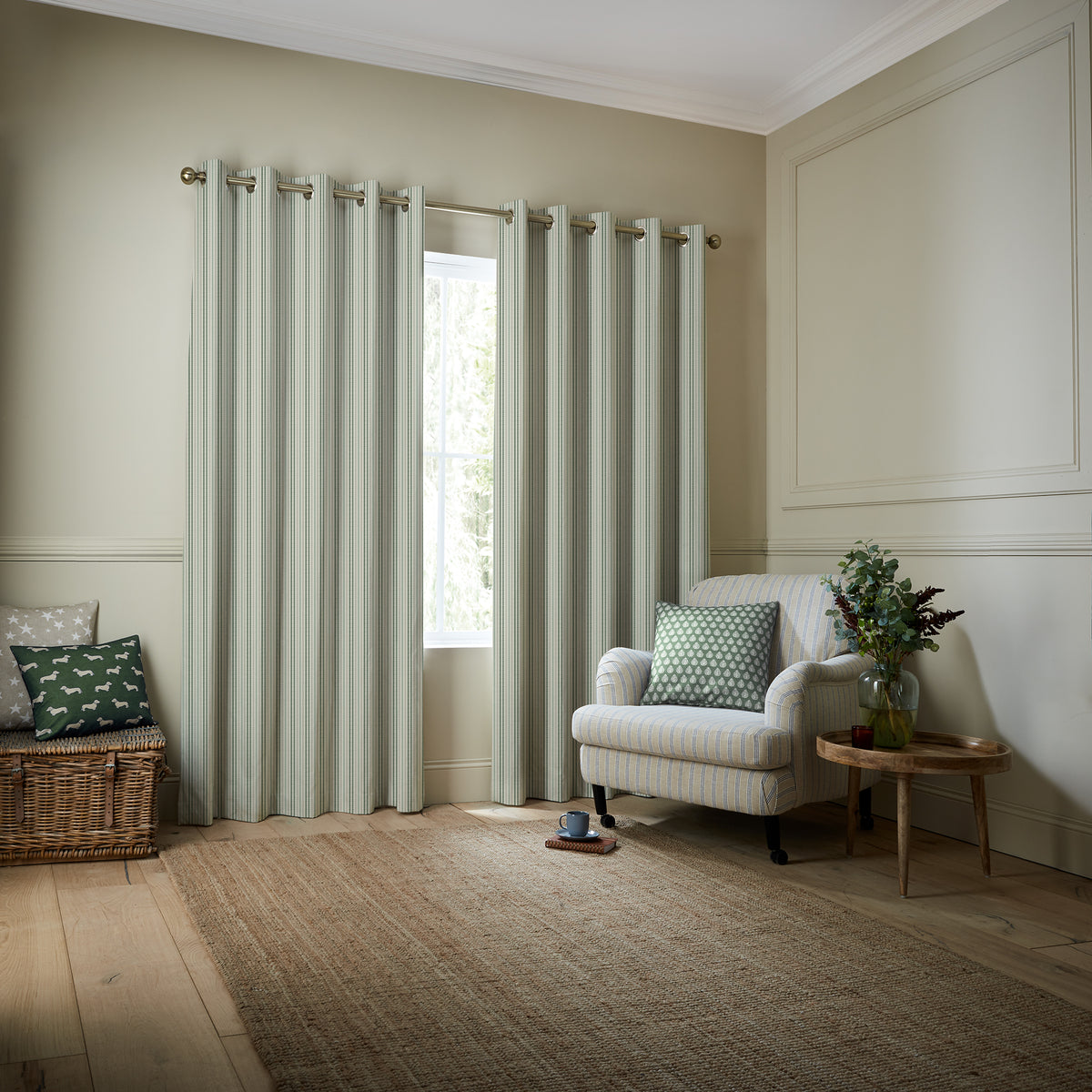 Emily Bond Cornish Stripe Made To Measure Curtains Fern